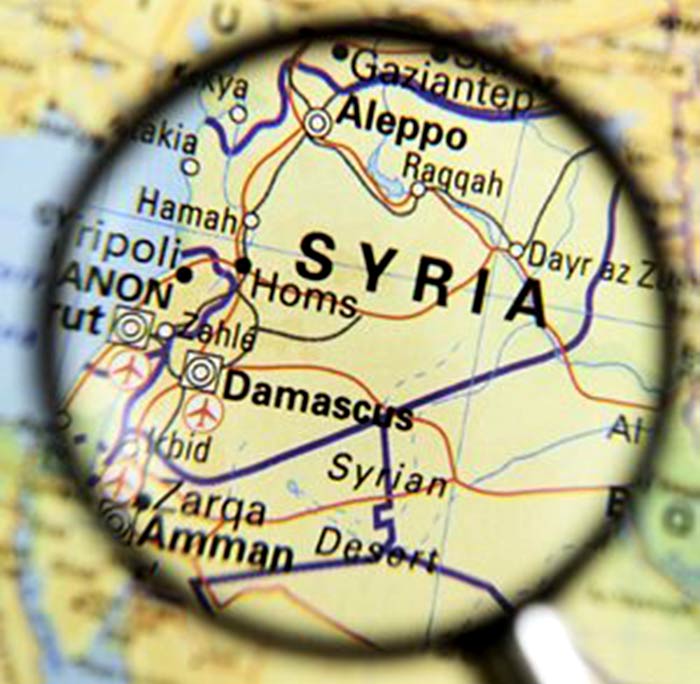 सीरिया नक्शे में दमिश्क एयरपोर्ट 