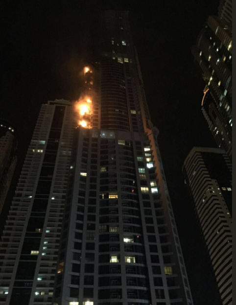दुबई के टॉर्च टॉवर में लगी भीषण आग