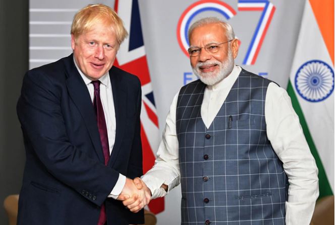 ब्रिटेन के प्रधानमंत्री बोरिस जॉनसन और भारत के पीएम मोदी