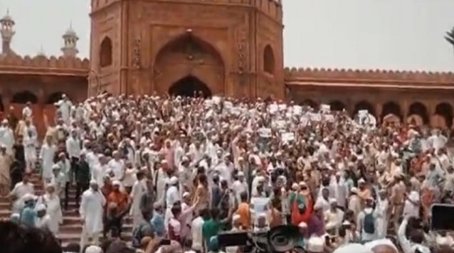 दिल्ली की जामा मस्जिद पर विरोध प्रदर्शन
