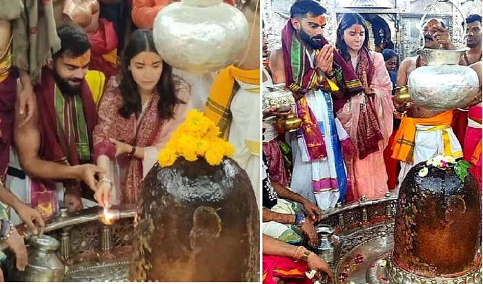 पत्नी अनुष्का के साथ कोहली ने महाकालेश्वर मंदिर में पूजा अर्चना की