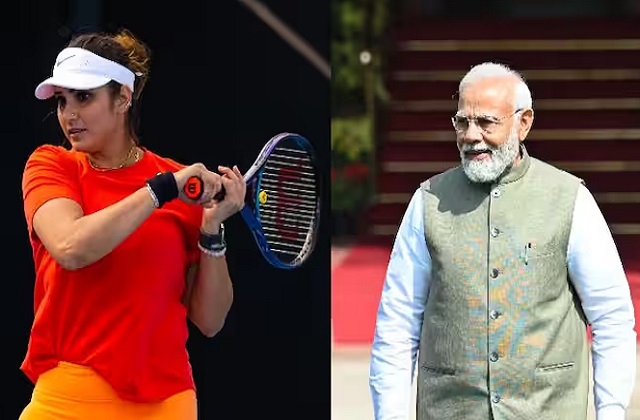 टेनिस खिलाड़ी सानिया मिर्जा और  प्रधानमंत्री नरेंद्र मोदी