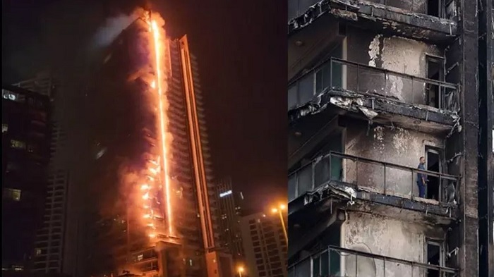 दुबई की इमारत में आग