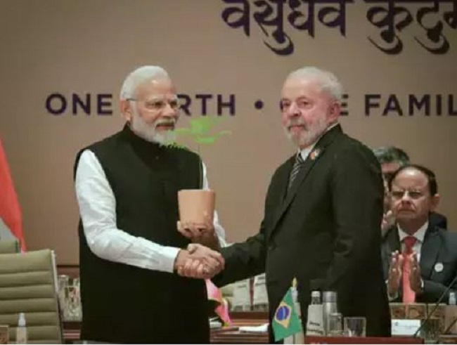 भारत मंडपम में जी20 नेताओं ने प्रतीकात्मक पौधरोपण