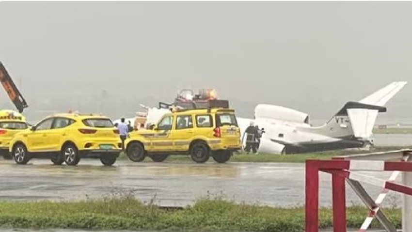 रनवे पर उतरते वक्त दुर्घटनाग्रस्त हुआ निजी जेट विमान
